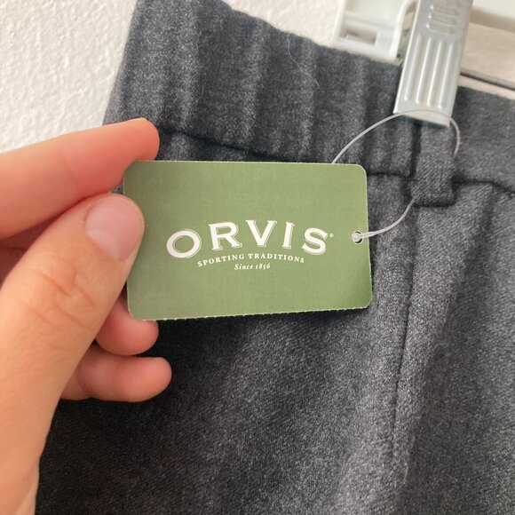 Orvis 100% Wool Flannel Classic Gray Trouser Pants High Rise Minimalist 16 NWT - Picture 10 of 12